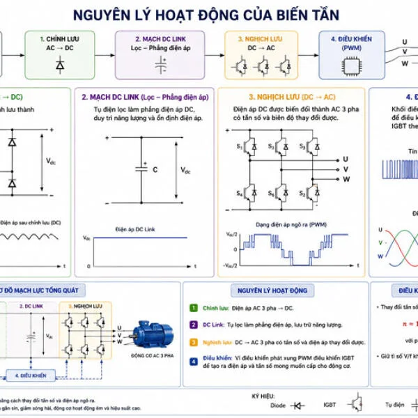 Nguyên lý hoạt động của biến tần: Cách thức hoạt động và ứng dụng trong công nghiệp