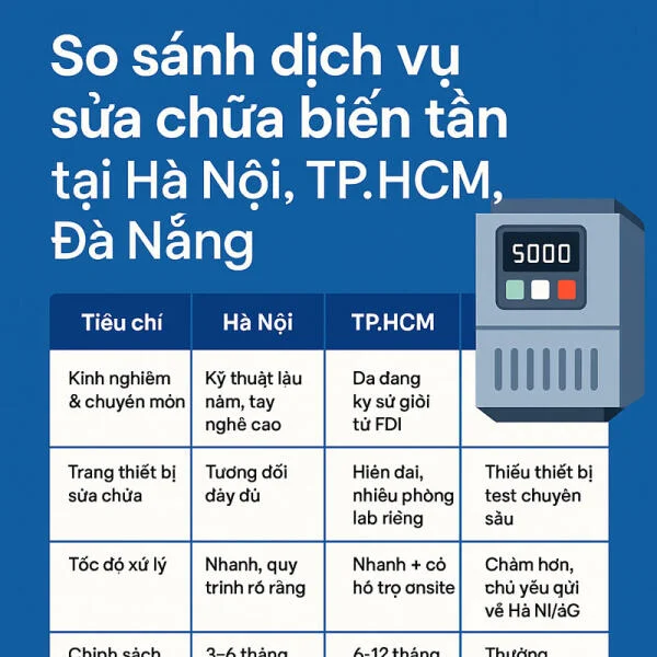 So sánh dịch vụ sửa chữa biến tần tại Hà Nội, TP.HCM, Đà Nẵng