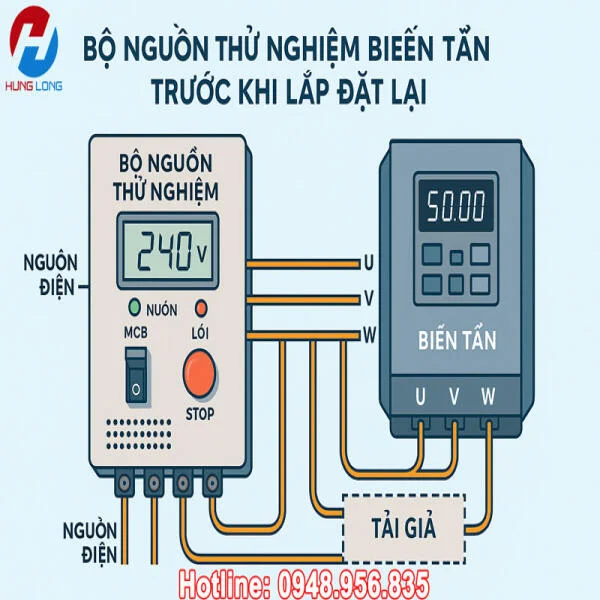 Bộ nguồn thử nghiệm biến tần trước khi lắp đặt lại – Giải pháp kiểm tra an toàn và hiệu quả