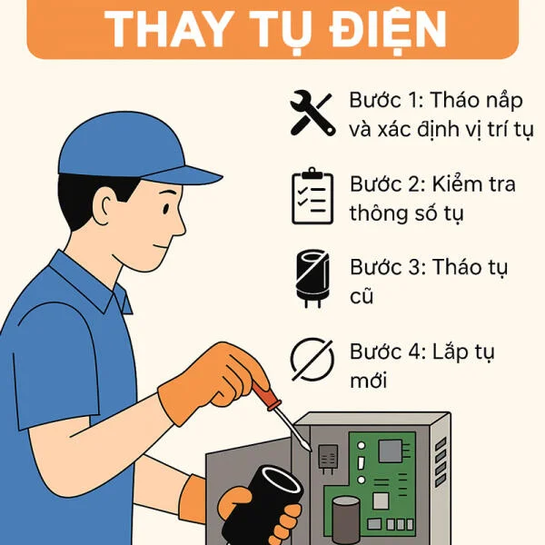 Hướng dẫn thay thế tụ điện trong biến tần đúng cách và an toàn