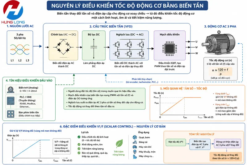 Nguyên lý điều khiển tốc độ động cơ bằng biến tần