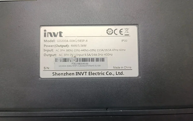 Bảng thông số biến tần INVT GD200A 4kw