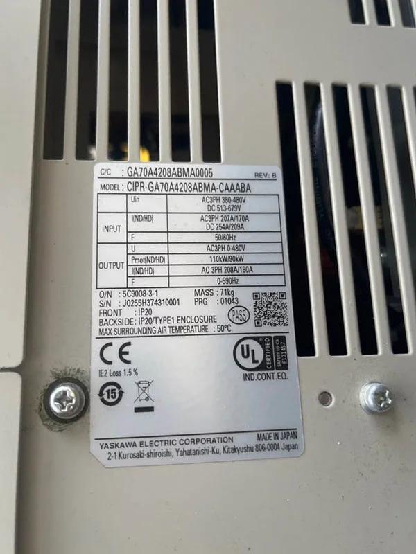 Thông số biến tần Yaskawa GA700 110/90kw