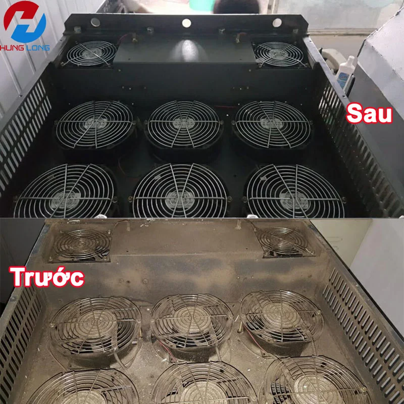 Bộ quản tản nhiệt trước và sau khi vệ sinh