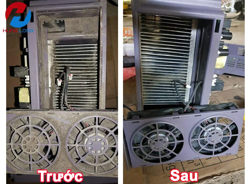 Ảnh trước và sau khi vệ sinh của biến tần tại HLAuto